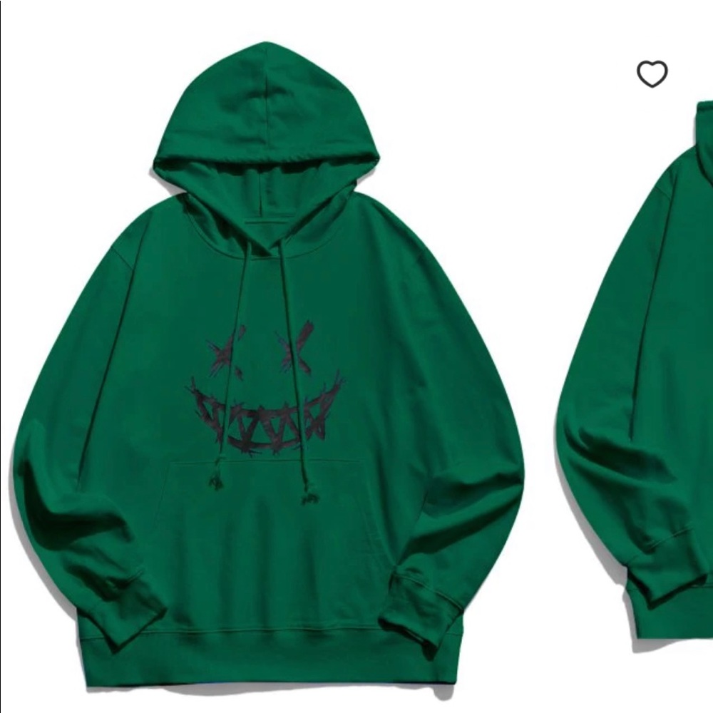 Happy Face Graphic Pouch Pocket Casual Hoodie